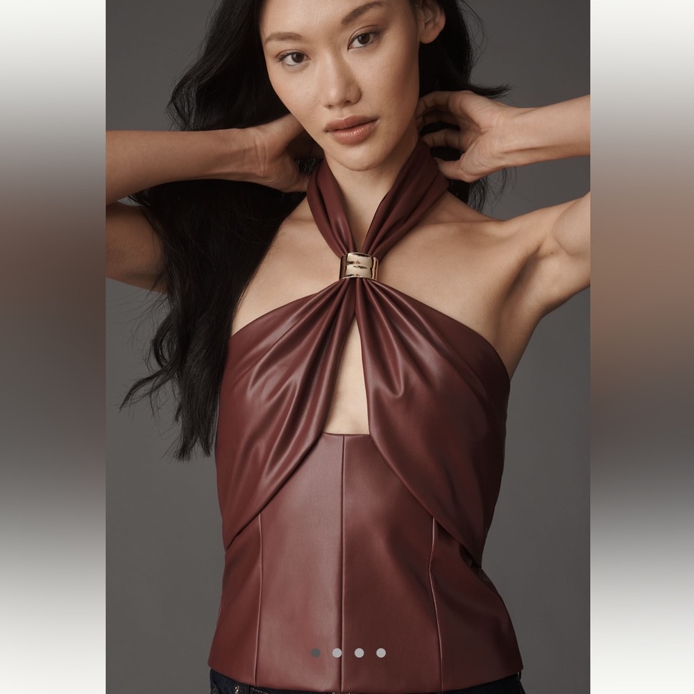 Anthropologie Faux Leather Halter Top